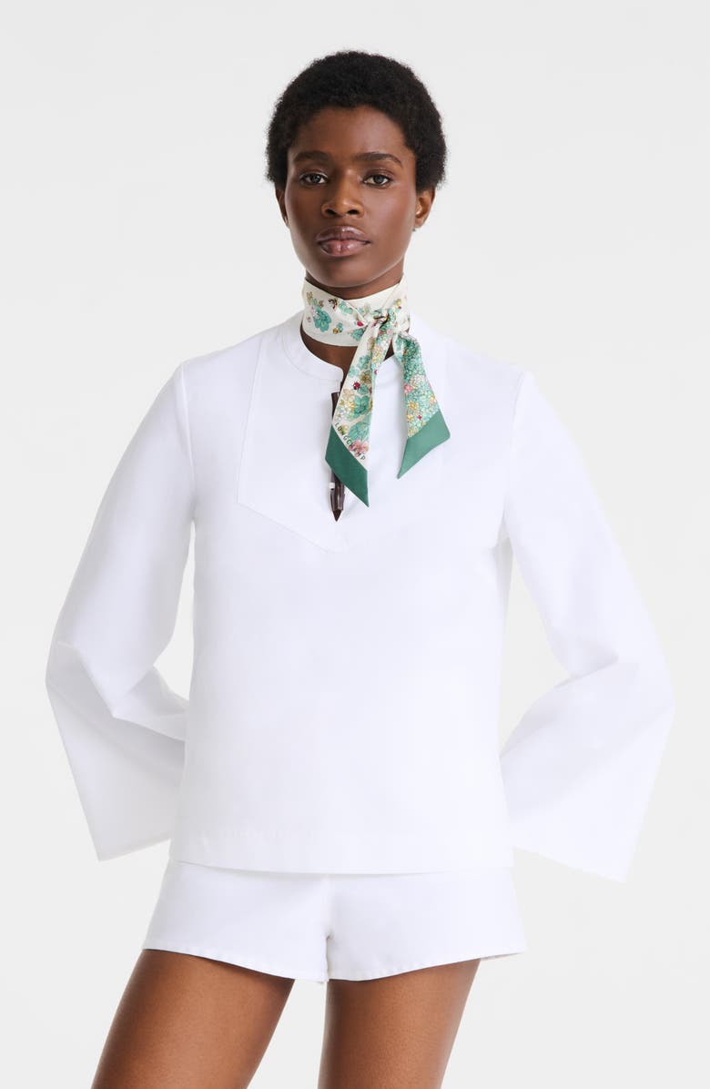 Longchamp Fleurs Silk Bandana Scarf, Alternate, color, Green