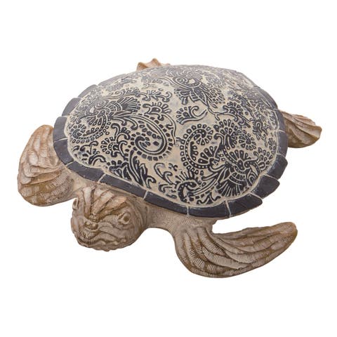 9 Inch Indigo Spring Sea Turtle Decor Polyresin Decorative Object for Spring Home Decoration