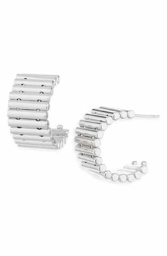 Sterling Forever Harla Ribbed Hoop Earrings