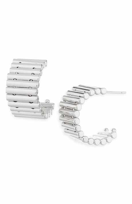 Sterling Forever Harla Ribbed Hoop Earrings