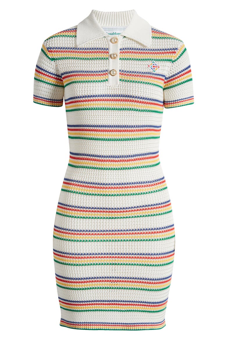 Stripe Crochet Polo Dress (Nordstrom Exclusive), Alternate, color, WHITE MULTI