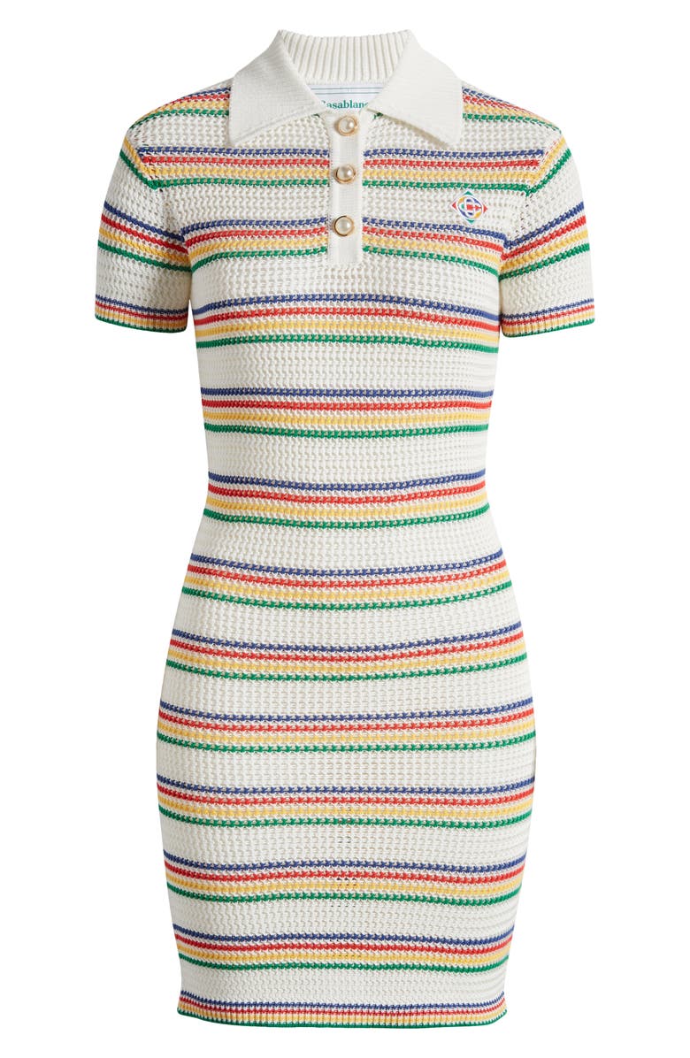Casablanca Stripe Crochet Polo Dress, Alternate, color, 