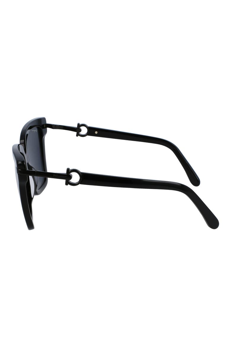 57mm Square Sunglasses, Alternate, color, BLACK