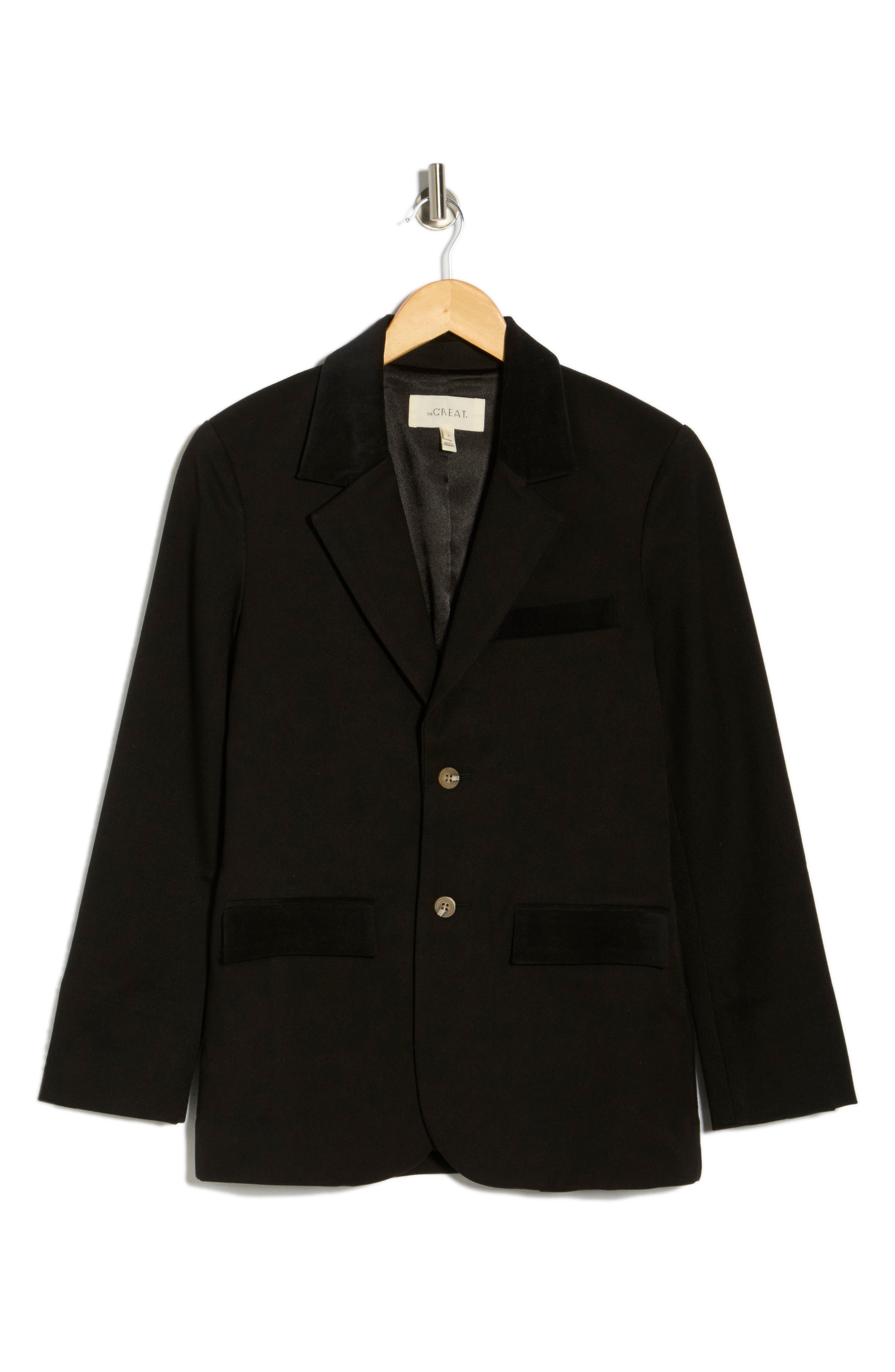 THE GREAT. The Velvet Trim Blazer