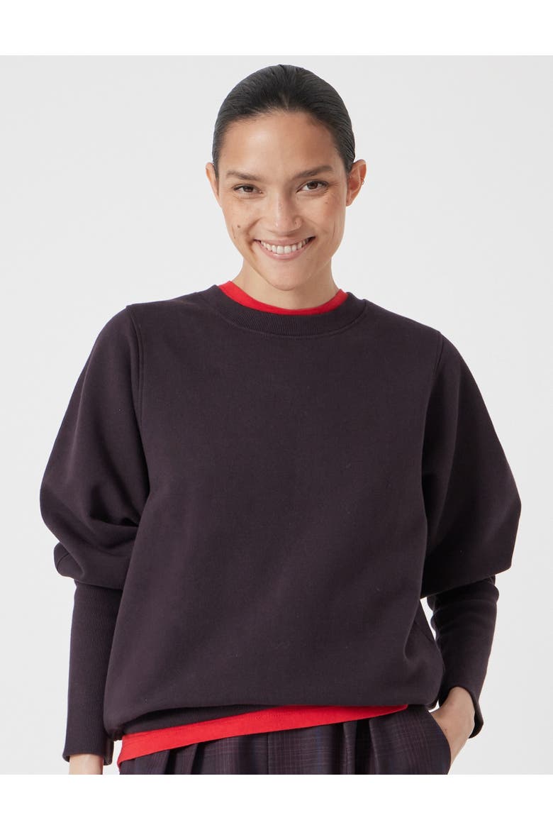 Puff Sleeve Sweatshirt, Main, color, Burgundy Purple