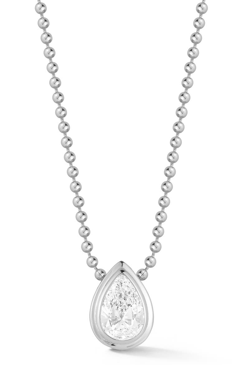 Pear Cut Moissanite Pendant Necklace, Main, color, SILVER