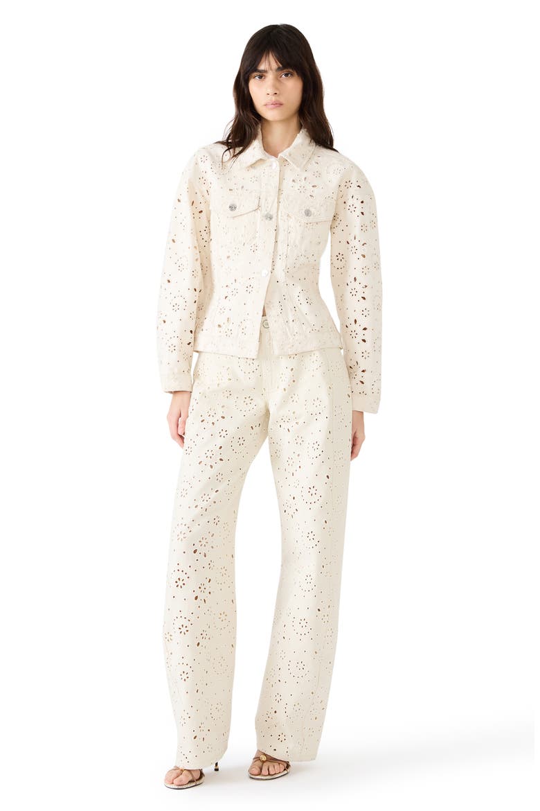 Henrietta Embroidered Eyelet Cotton Jacket, Alternate, color, SEA MIST