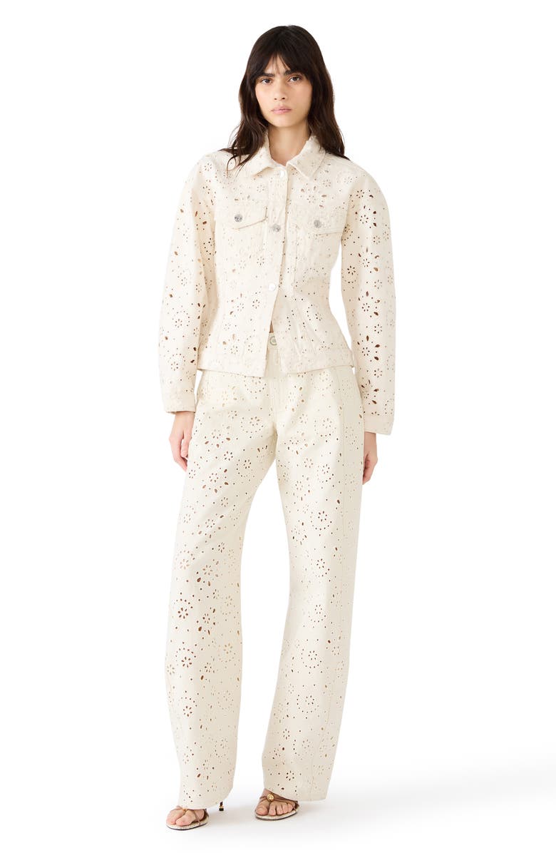 Steve Madden Henrietta Embroidered Eyelet Cotton Jacket, Alternate, color, Sea Mist