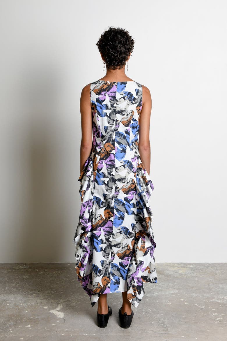 Palmetta Sculptural Side Ruffle Maxi Dress, Alternate, color, Hydra