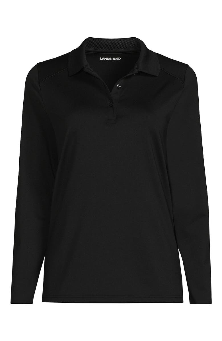 Lands' End School Uniform  Long Sleeve Feminine Fit Rapid Dry Polo Shirt, Alternate, color, Black