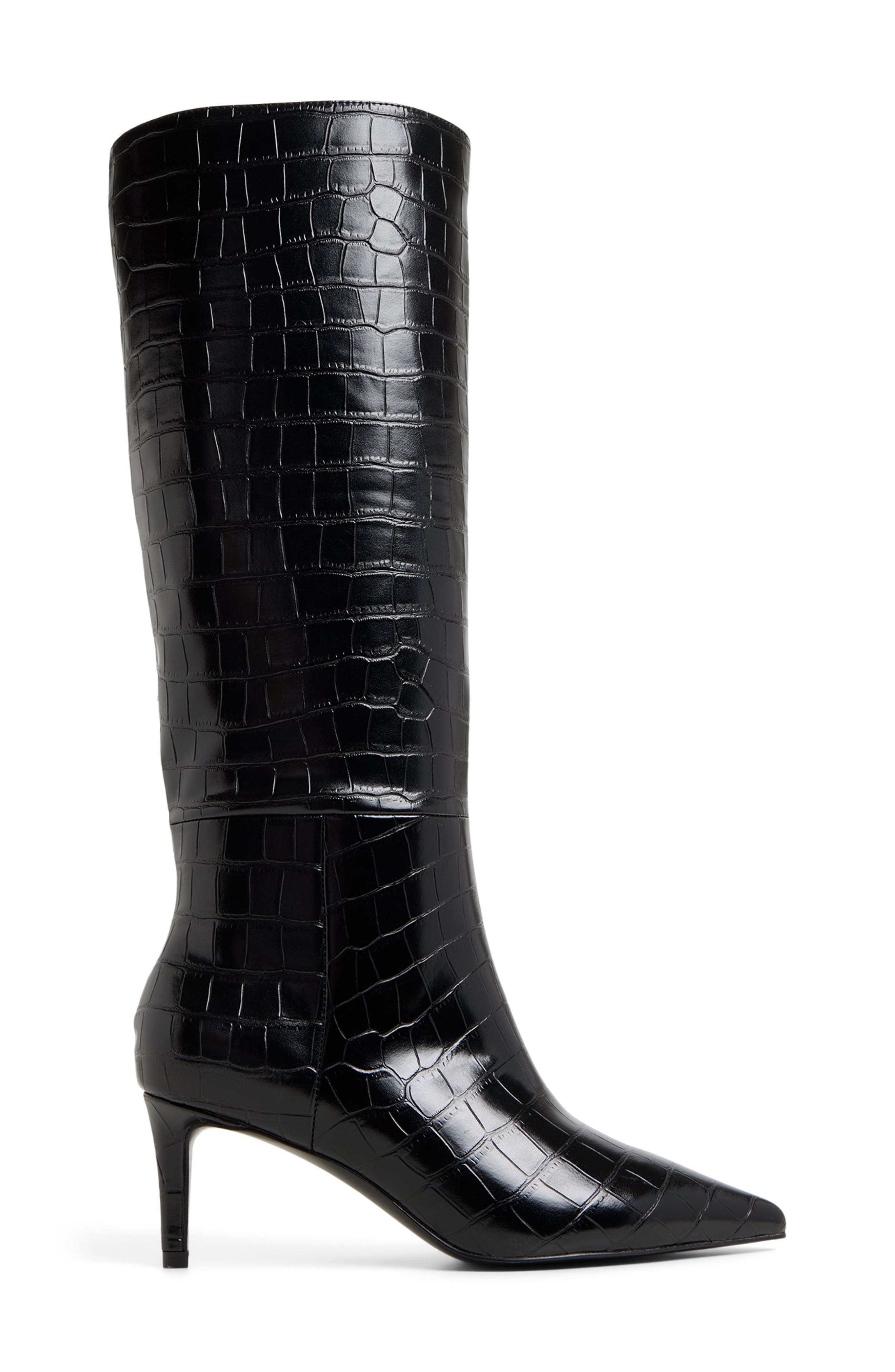 ALDO Heathher Pointed Toe Knee High Boot, Alternate, color, Open Black