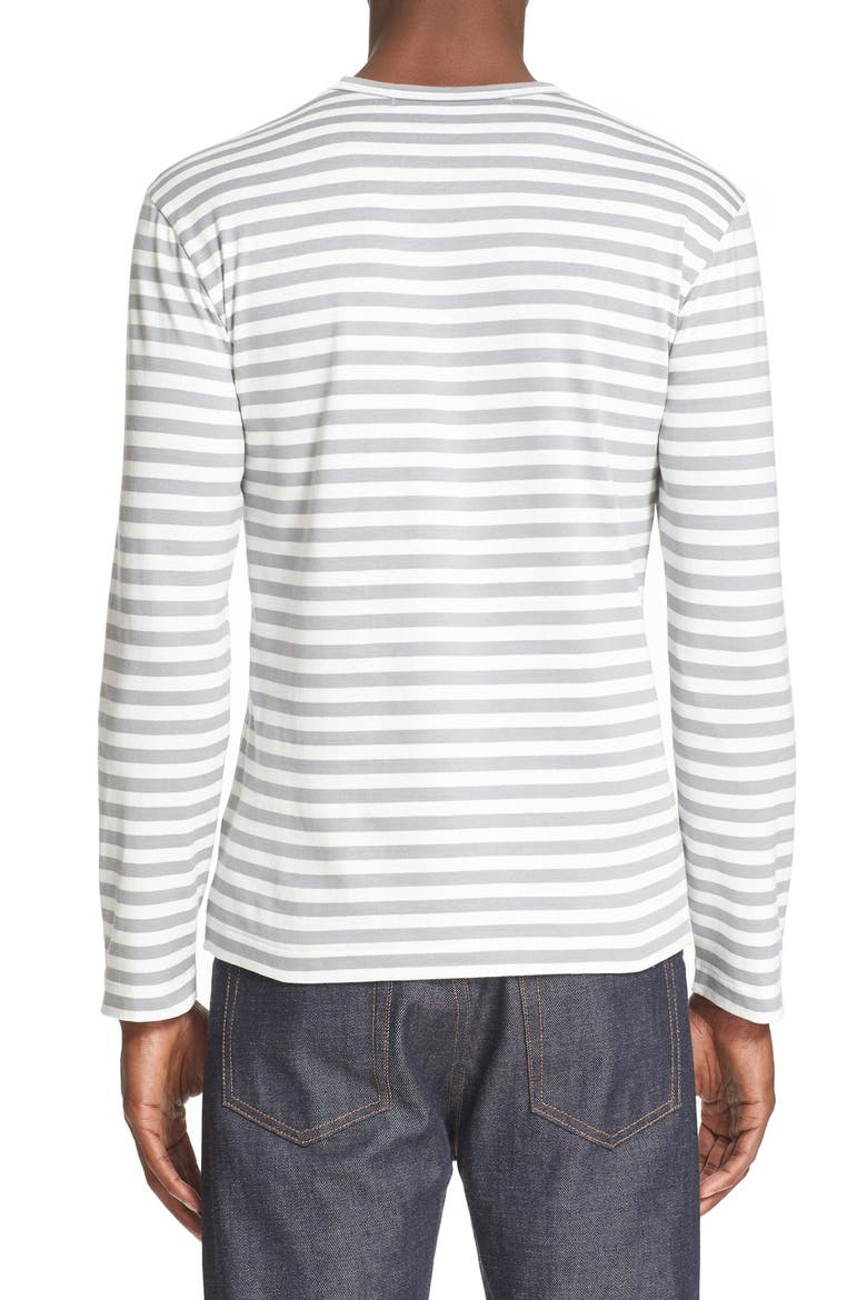 Long Sleeve Stripe Crewneck T-Shirt, Alternate, color, GREY
