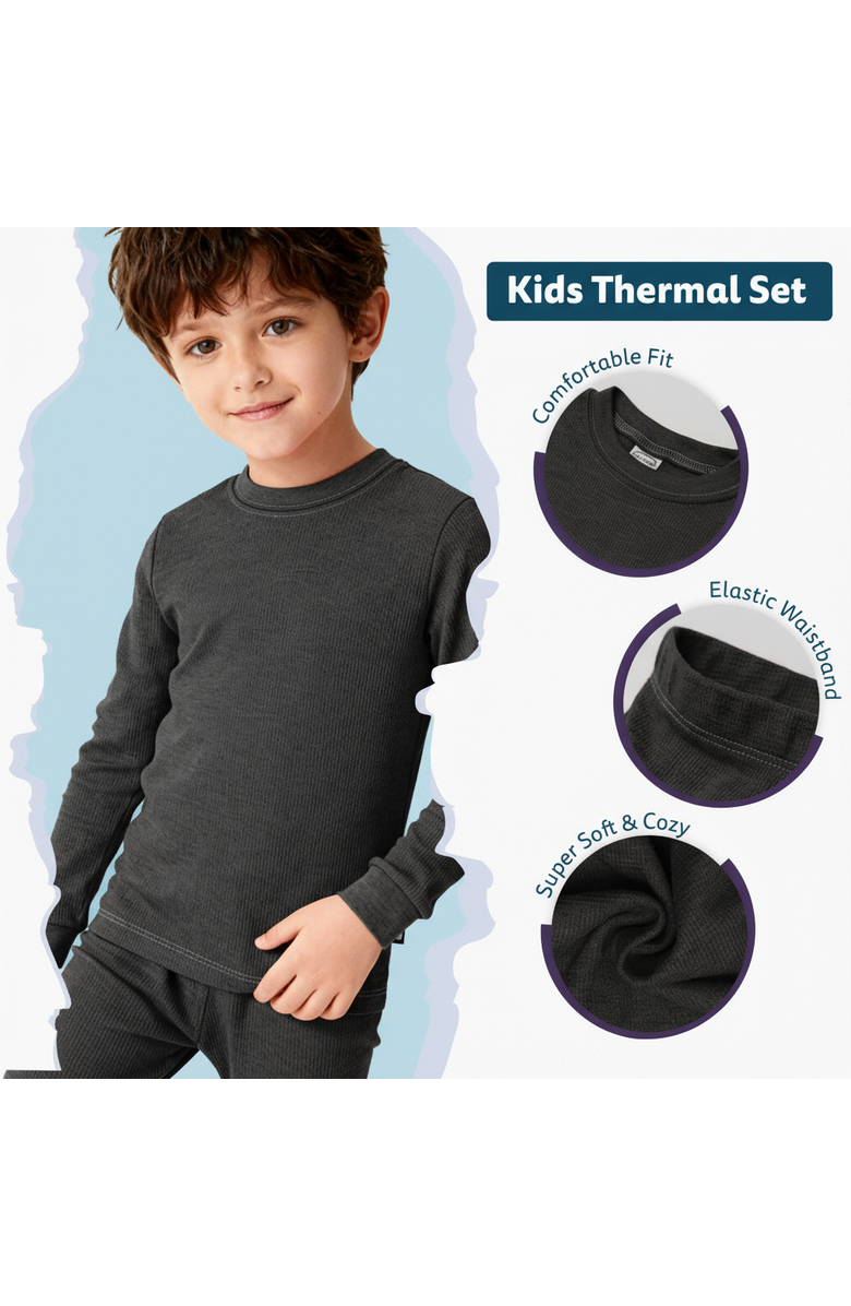 CITY THREADS Boys Soft & Cozy Thermal Long Johns 2-Piece Set, Alternate, color, Black