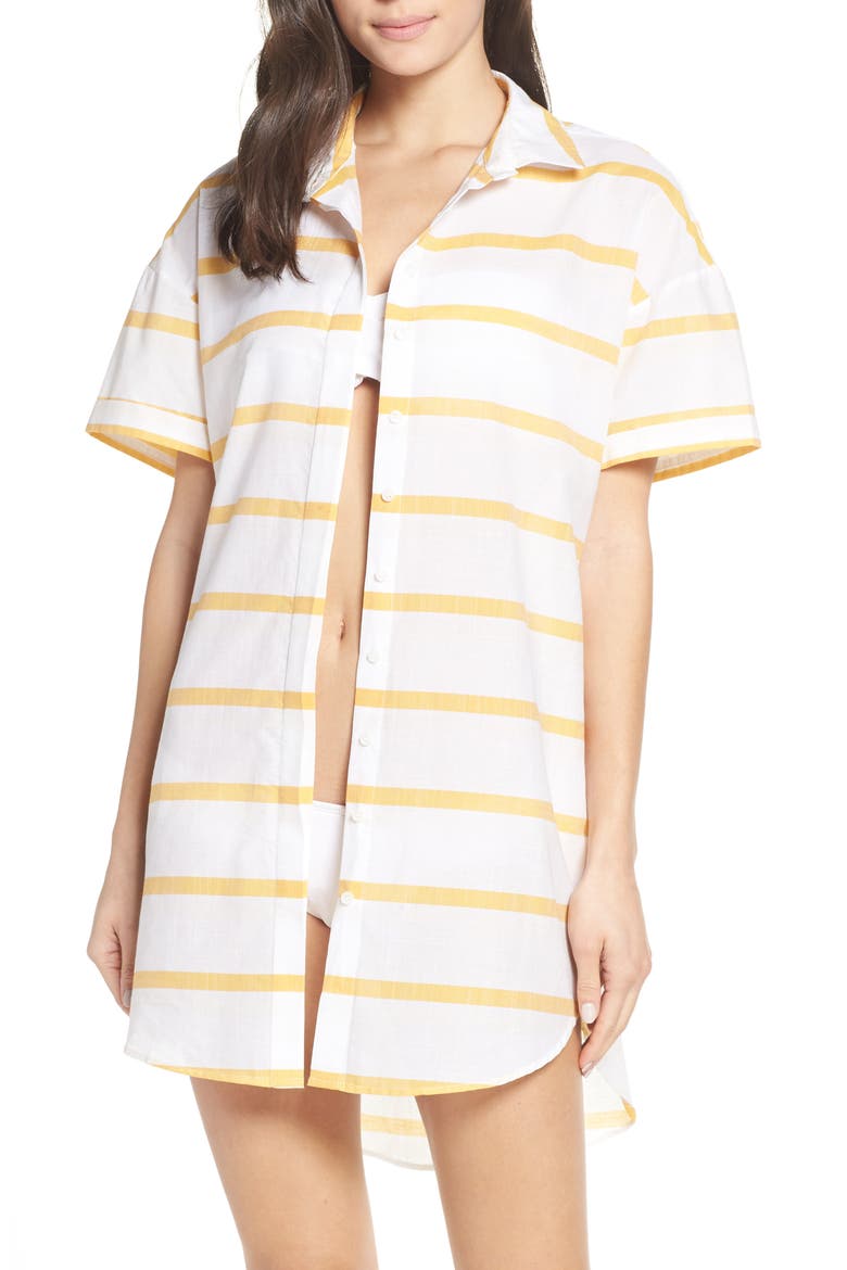 Cover-Up Shirt Dress, Main, color, AMBER