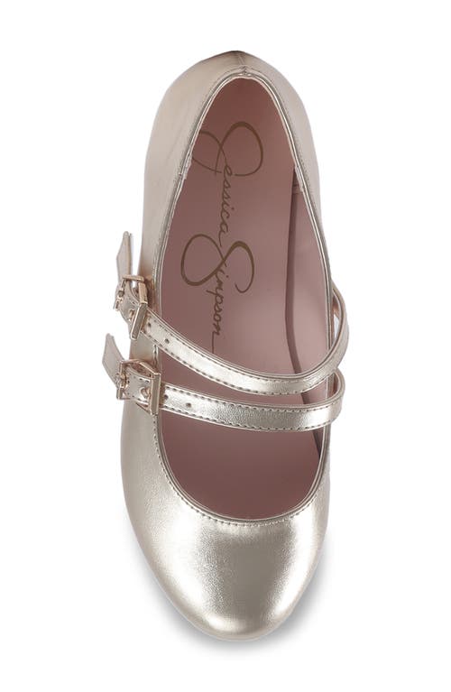 Shop Jessica Simpson Kids' Amy Double Strap Mary Jane Flat In Soft Gold