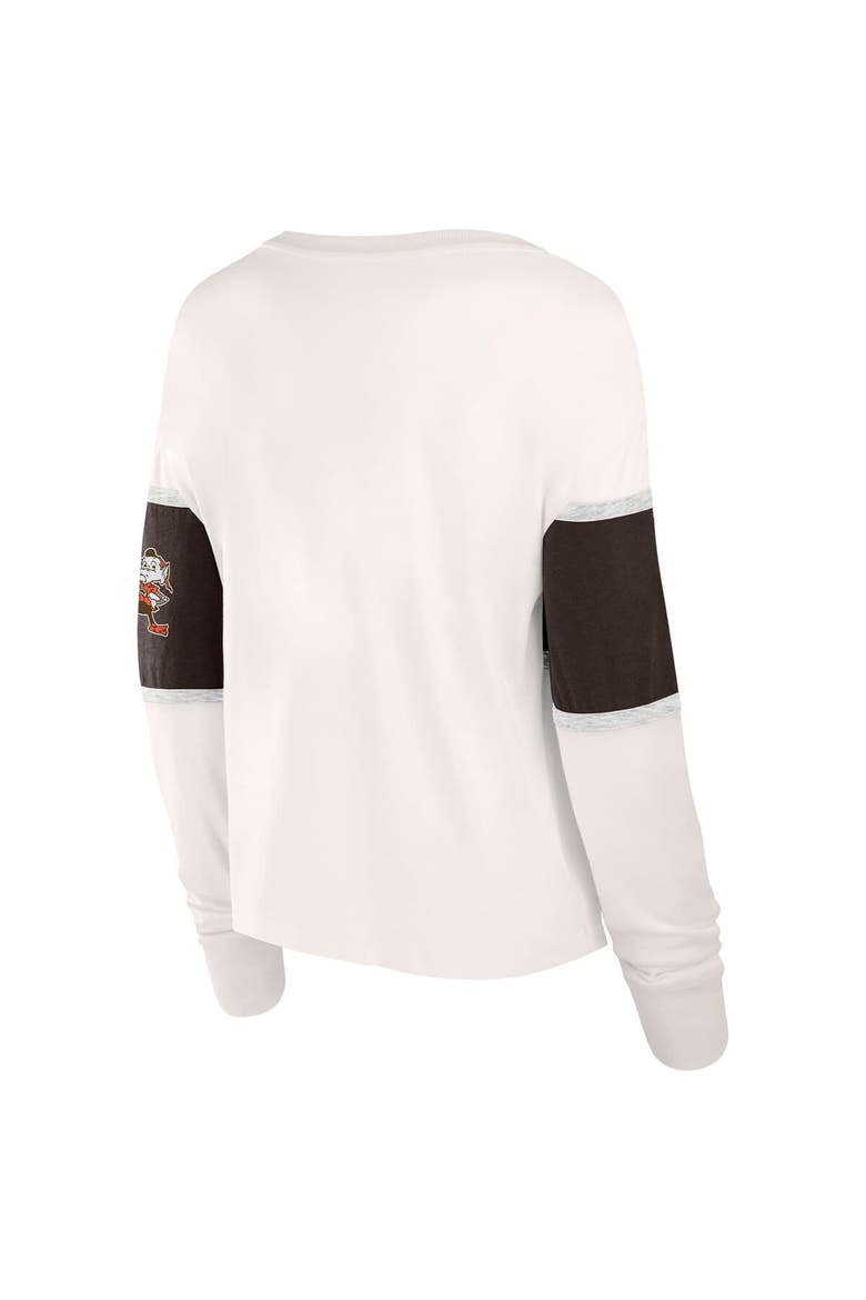 Women's Fanatics Cream Cleveland Browns Antique Block Long Sleeve T-Shirt, Alternate, color, Cream