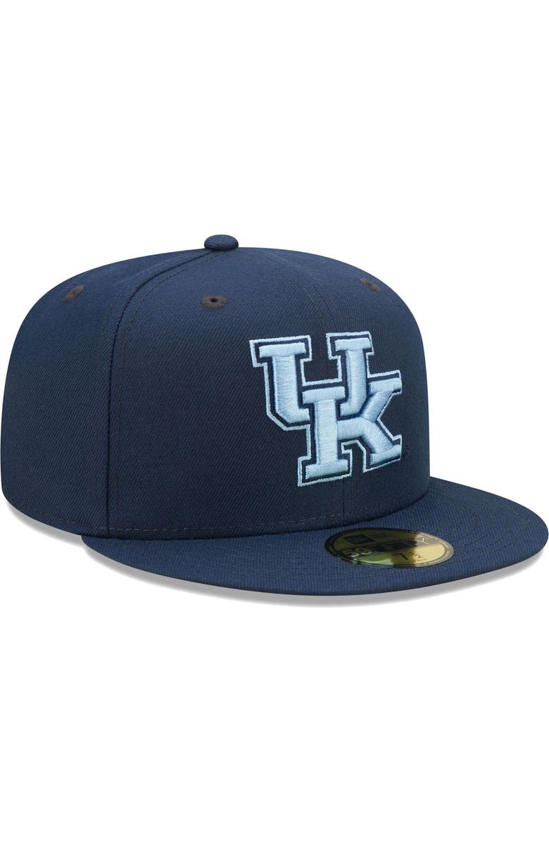 New Era Men's New Era Navy Kentucky Wildcats Bright Undervisor 59FIFTY Fitted Hat, Alternate, color, 