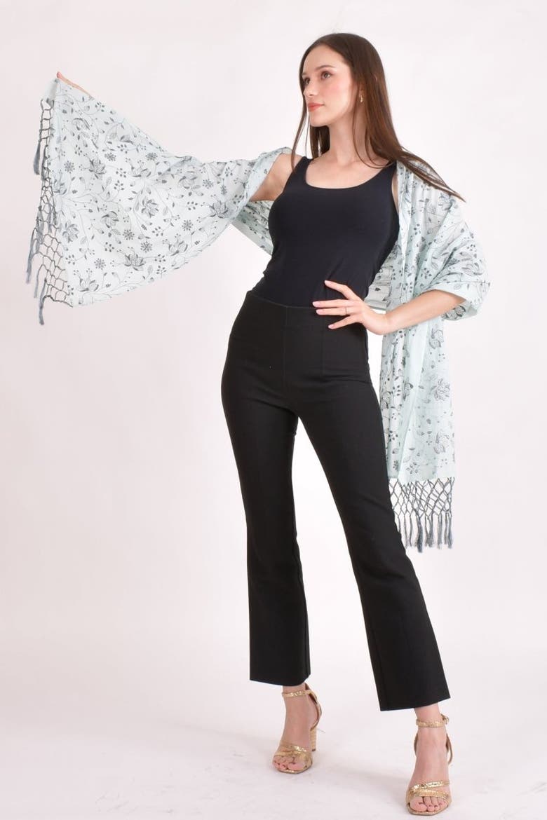 Embroidered Mul Cotton Scarf Wrap, Alternate, color, Sage Green