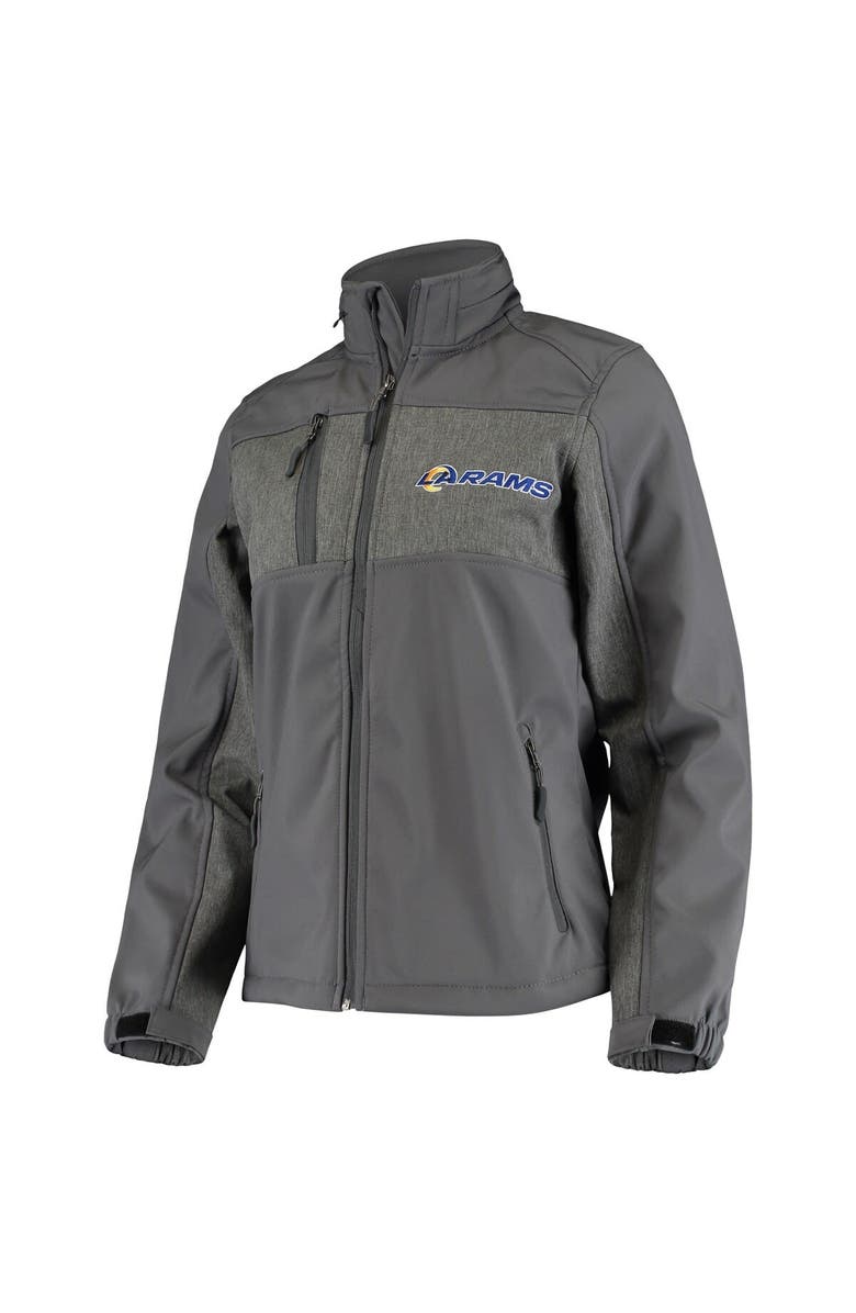 DUNBROOKE Women's Dunbrooke Charcoal Los Angeles Rams Zephyr Softshell Full-Zip Jacket, Alternate, color, 