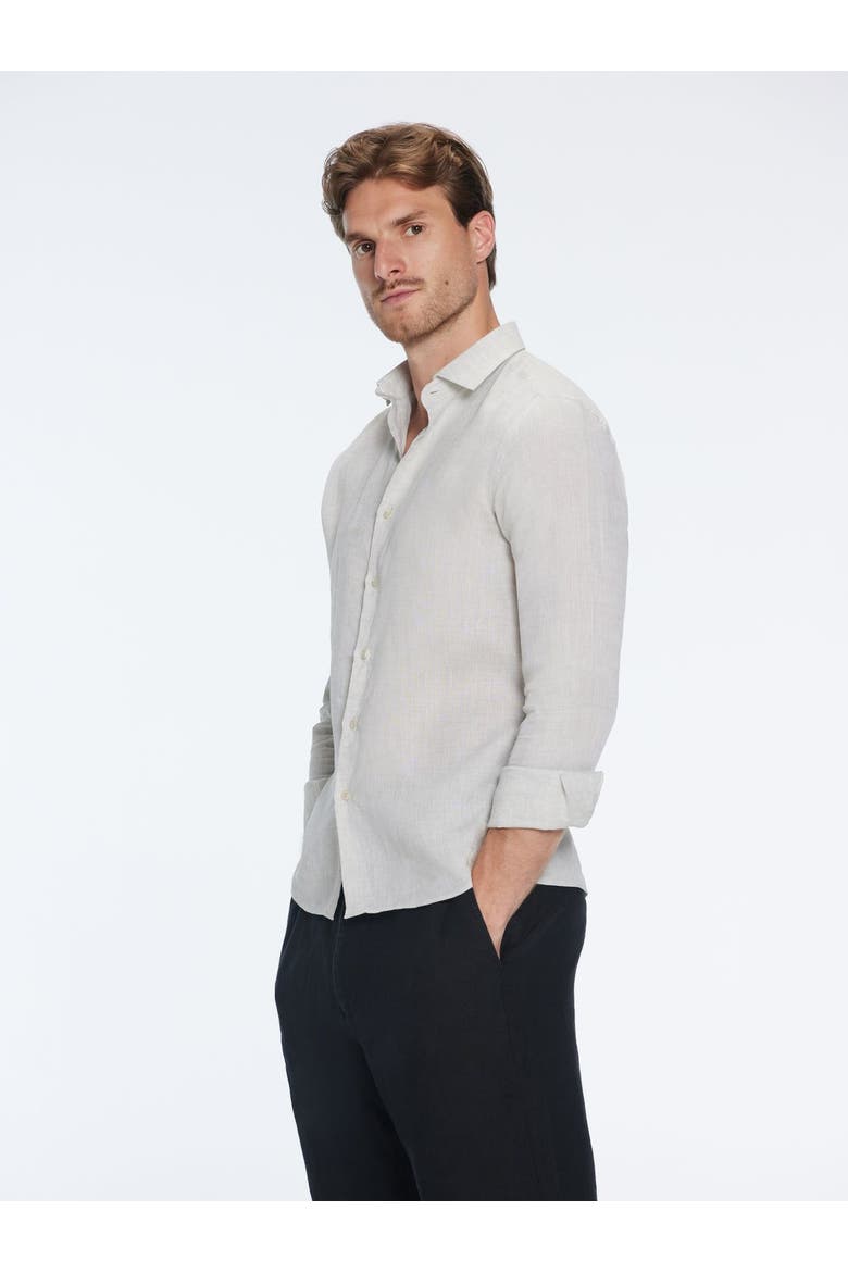 Harry Khaki Linen Shirt with Spread Collar, Alternate, color, Khaki