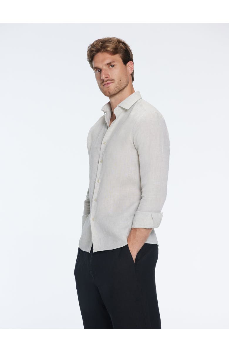 Moeva Harry Khaki Linen Shirt with Spread Collar, Alternate, color, Khaki