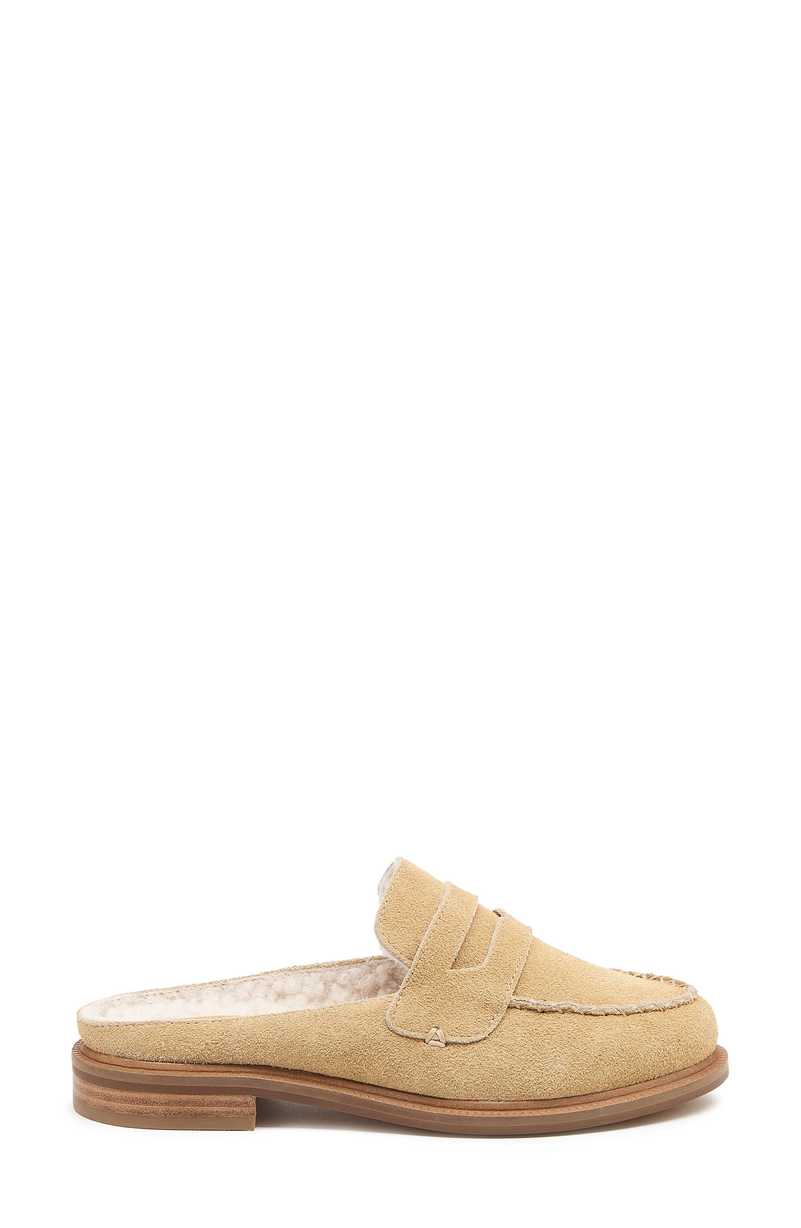 Kelsi Dagger Brooklyn Lock Faux Shearling Lined Mule, Alternate, color, Bison