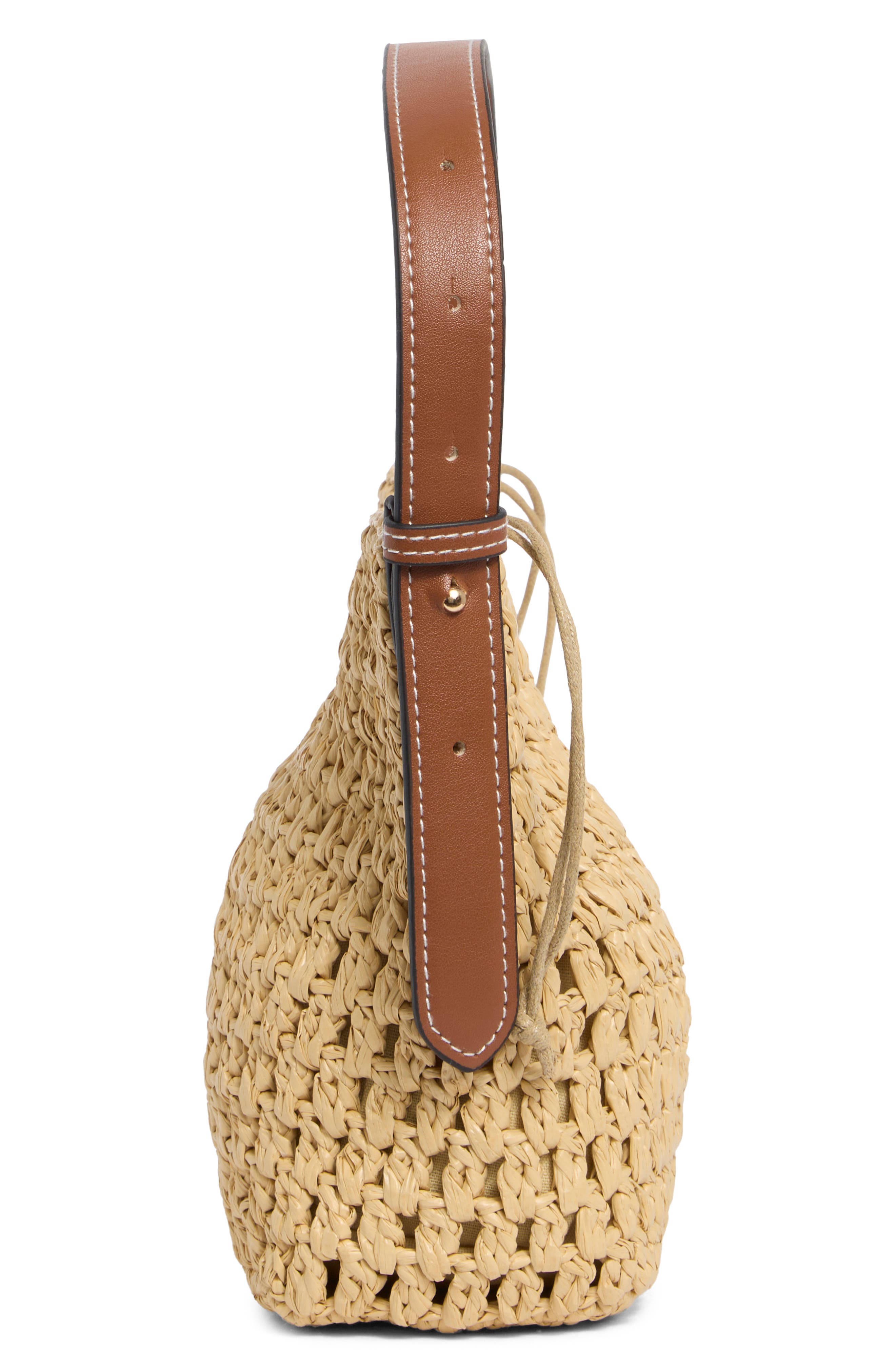 URBAN EXPRESSIONS HANDBAGS Straw Bucket Bag, Alternate, color, Natural Tan