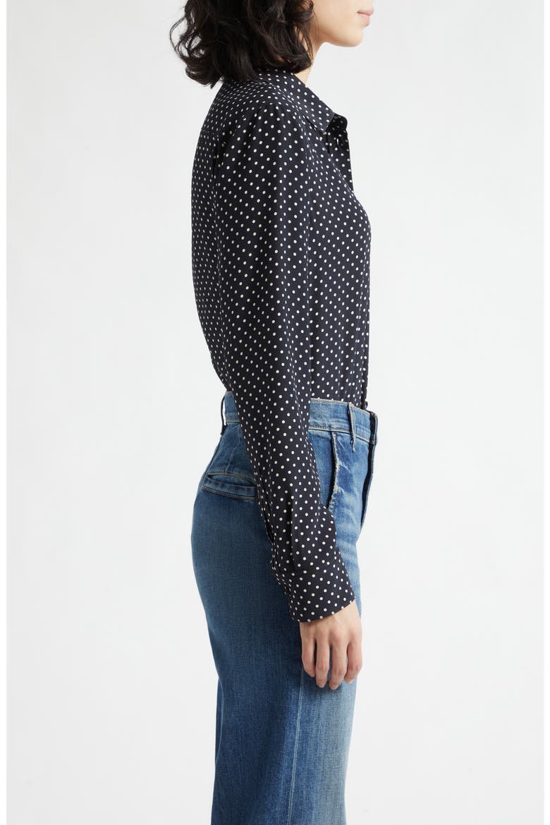 Gaia Slim Silk Shirt, Alternate, color, OBSIDIAN / IVORY POLKA DOT