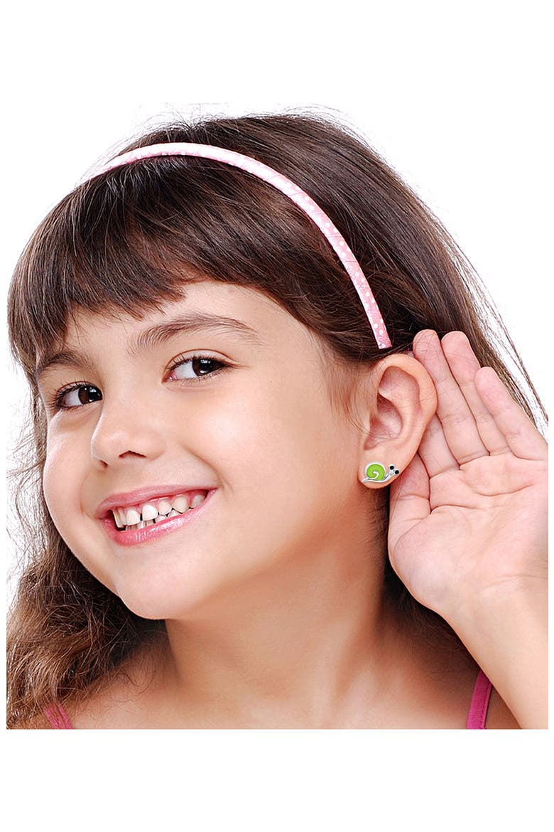 Kids' Snail Stud Earrings, Alternate, color, GREEN