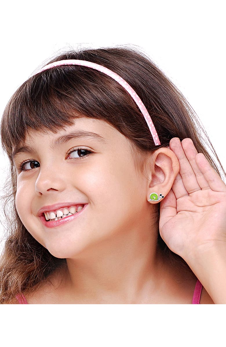 Chanteur Kids' Snail Stud Earrings, Alternate, color, Green