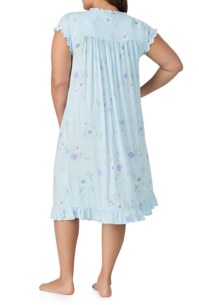 Eileen West Waltz Modal Nightgown, Alternate, color, Aqua/ Prt
