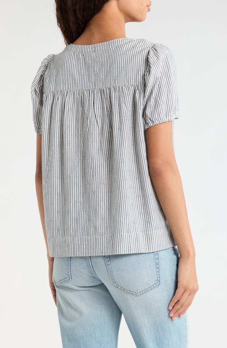 Lucky Brand Stripe Smock Detail Cotton Top, Alternate, color, Light Seashell