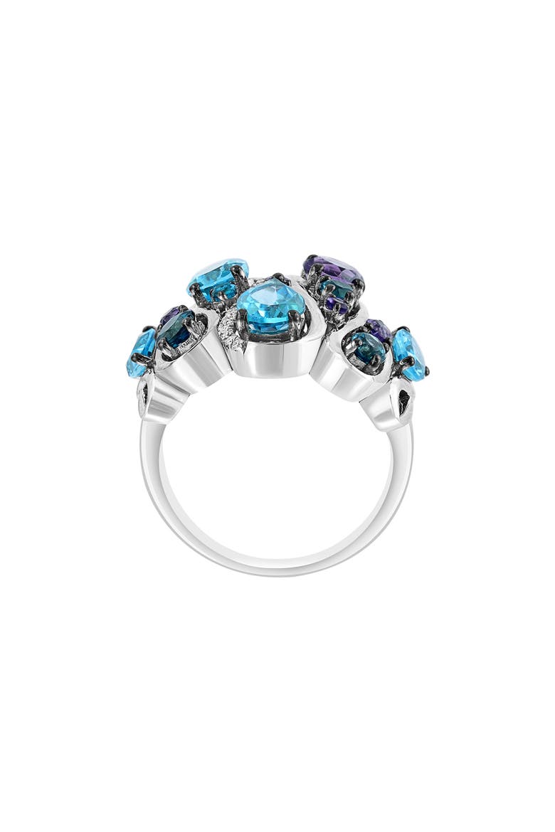 Sterling Silver Amethyst, Blue Topaz, London Blue Topaz & Diamond Ring - 0.07ct., Alternate, color, MULTI