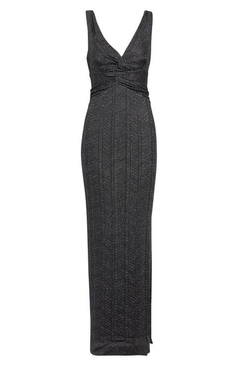 Metallic Zigzag Stripe Maxi Dress