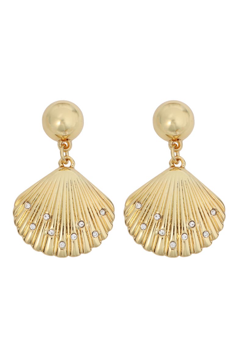 Shell Drop Earrings, Main, color, GOLD