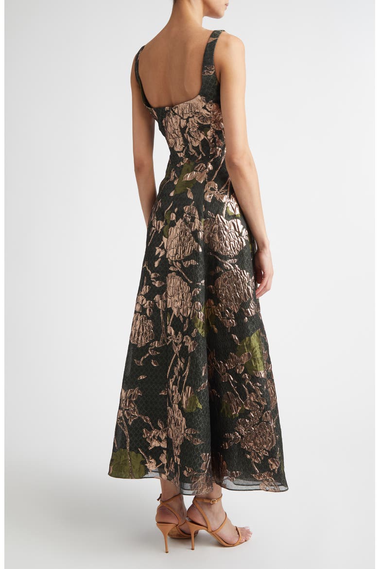 Olivia Floral Metallic Fil Coupé Fit & Flare Dress, Alternate, color, CACTUS MULTI