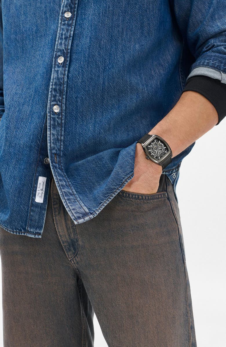 rag & bone Automatic Leather Strap Watch, 41mm, Alternate, color, 