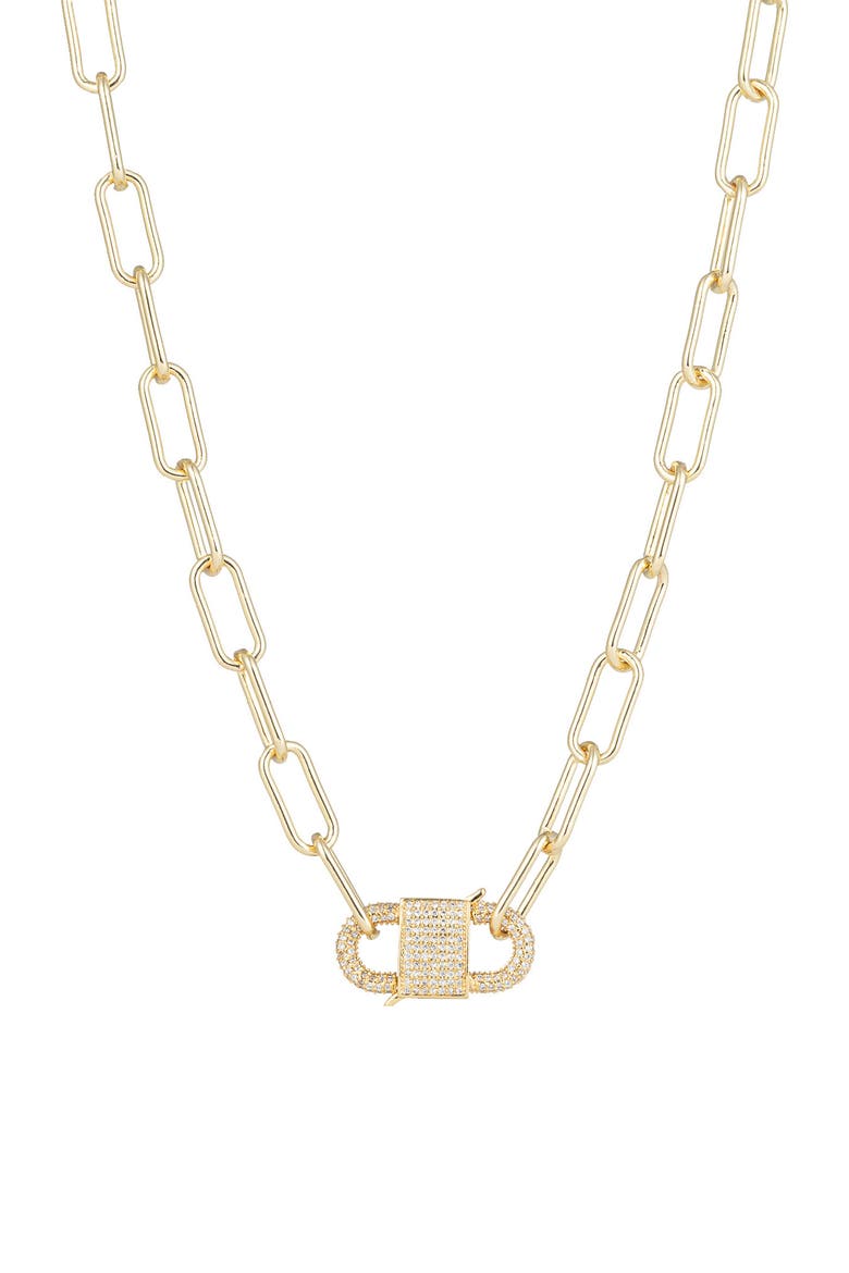 Violet Chain Link Cubic Zirconia Necklace, Main, color, GOLD