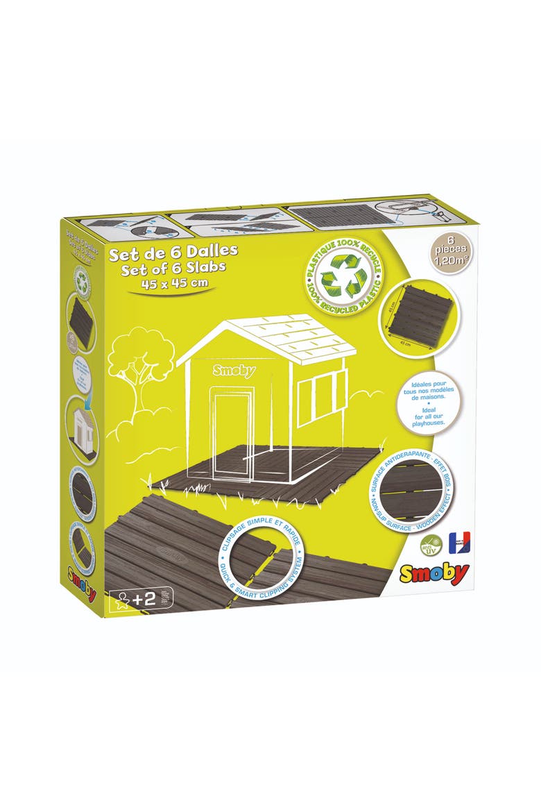 Set of 6 Playhouse Floor Tiles, Alternate, color, Brown