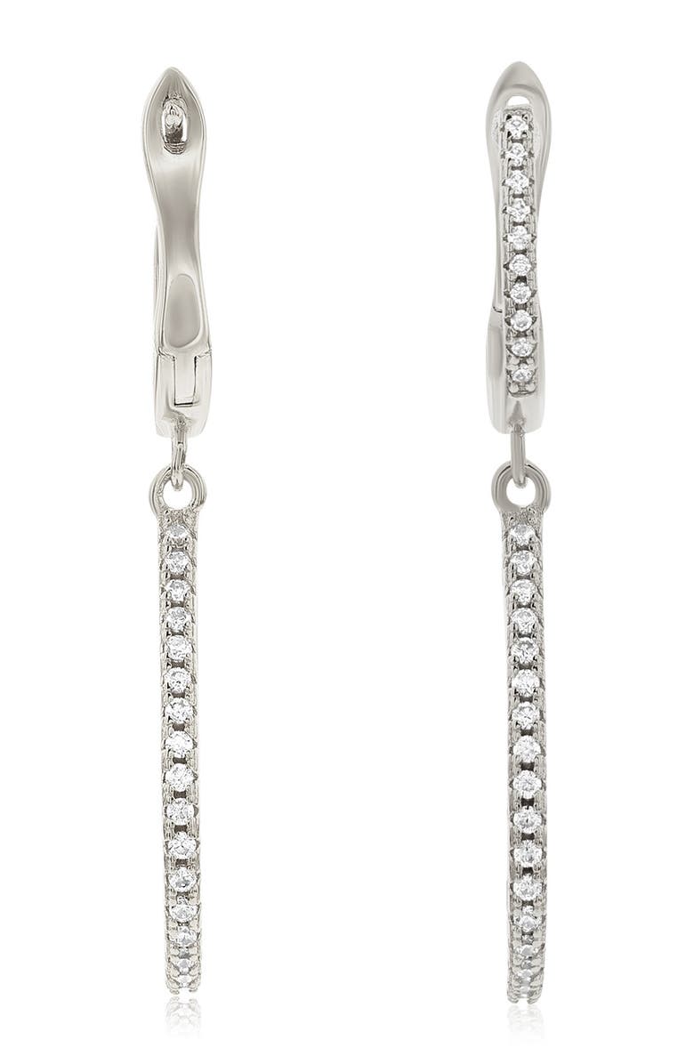 SUZY LEVIAN Cubic Zirconia Drop Huggie Hoop Earrings, Alternate, color, Silver