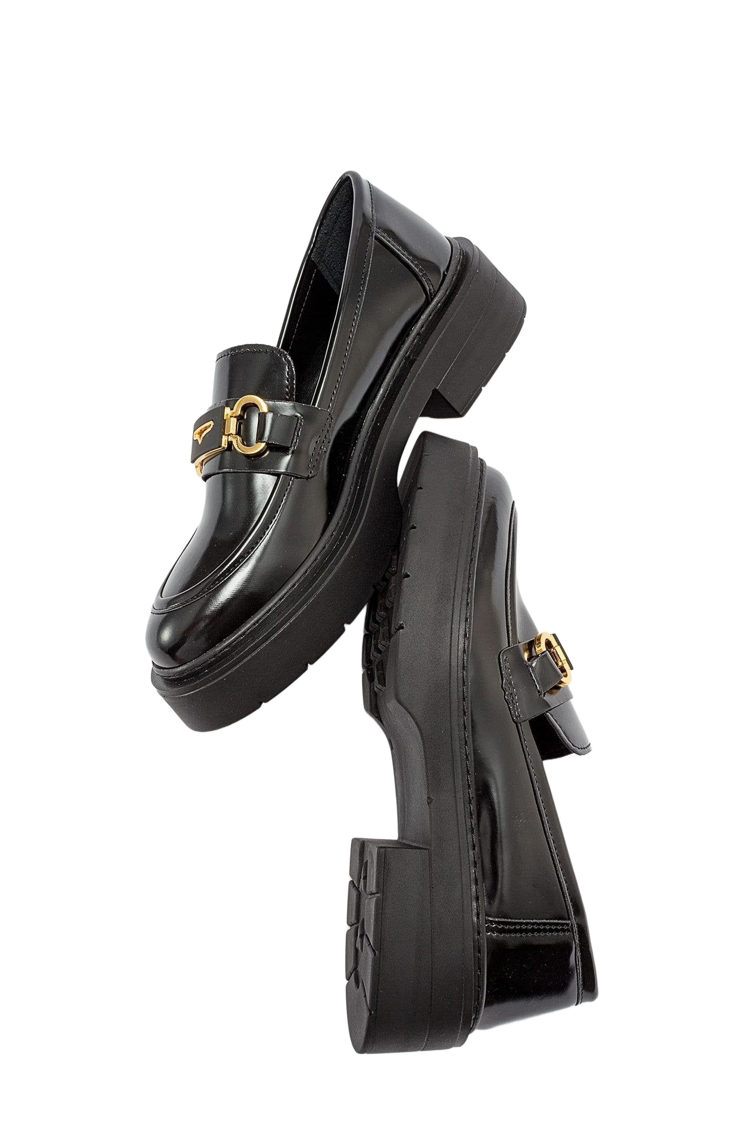 Simone Bit Platform Loafer, Alternate, color, Black Patent Faux Leather