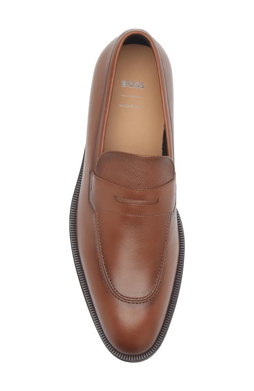 Hugo Boss Boss Derrek Leather Loafer In Medium Brown
