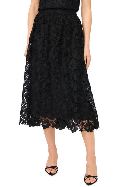 Floral Lace A-line Midi Skirt