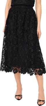 CeCe Floral Lace A-line Midi Skirt