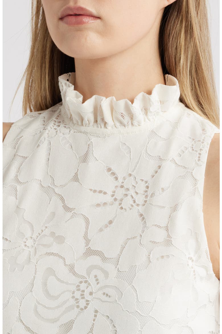 Floral Lace Shift Dress, Alternate, color, ANNE WHITE