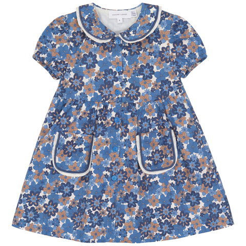 Floral Contrast Ruffle Trim Dress