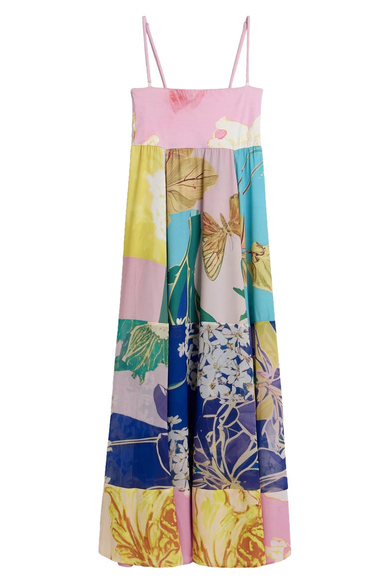 Mix Print Strapless Maxi Dress, Alternate, color, MULTI BLUE