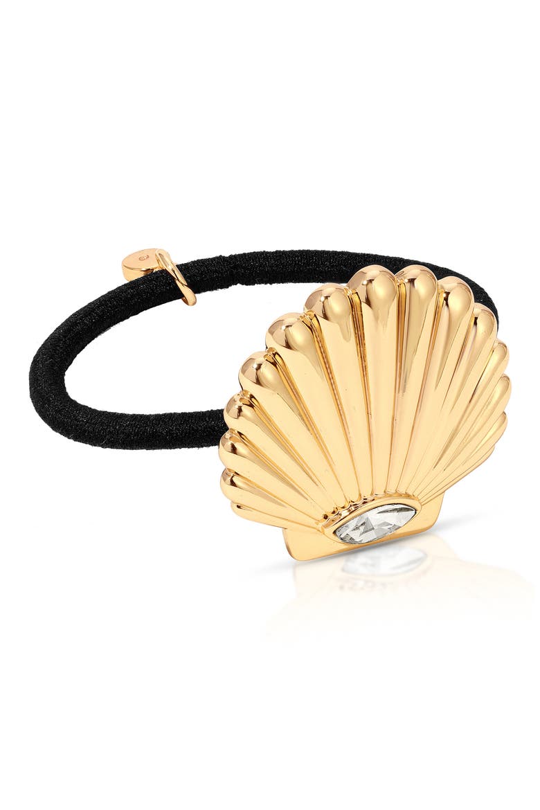 Scallop Shell Ponytail Holder, Main, color, GOLD