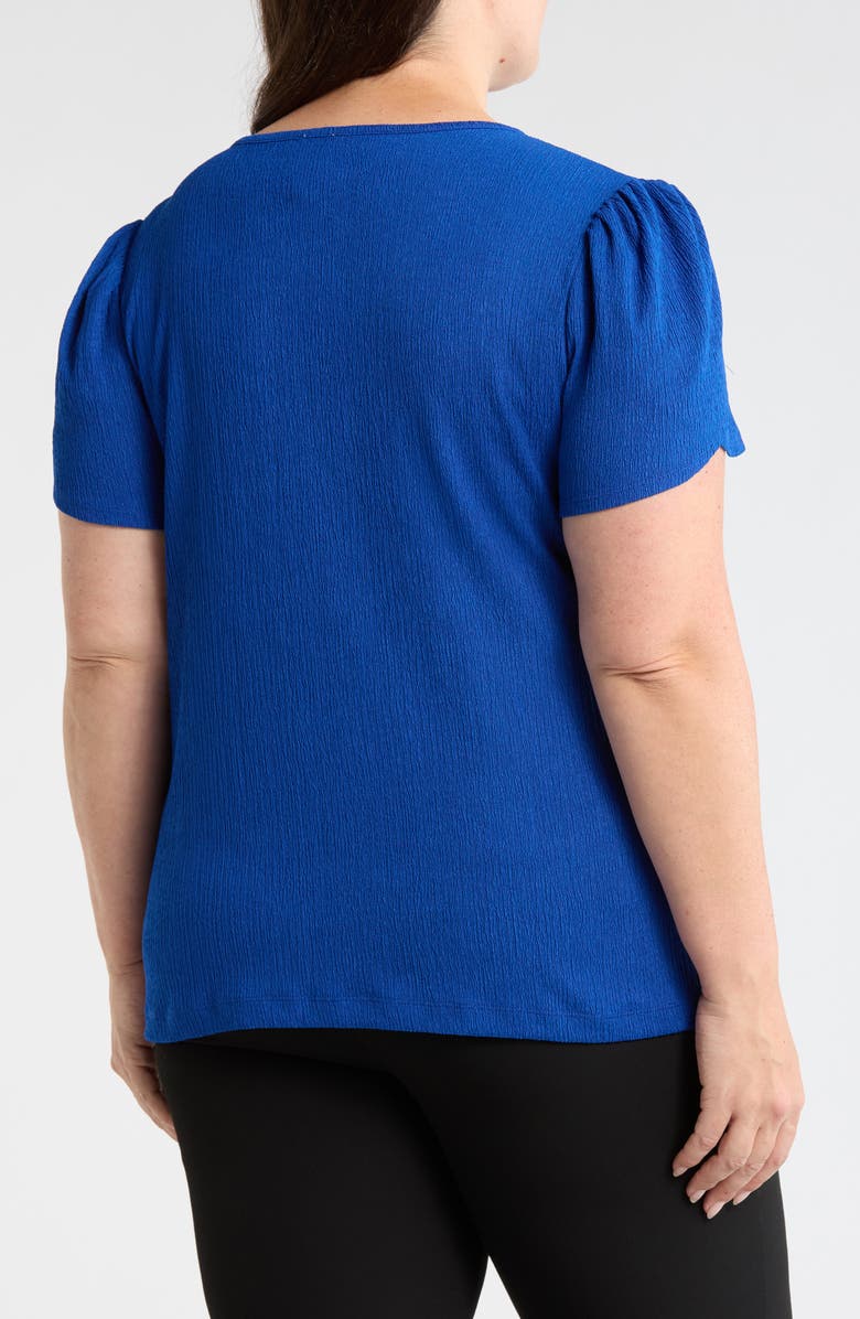 AK ANNE KLEIN Crepe Tulip Sleeve Top, Alternate, color, Santorini Blue