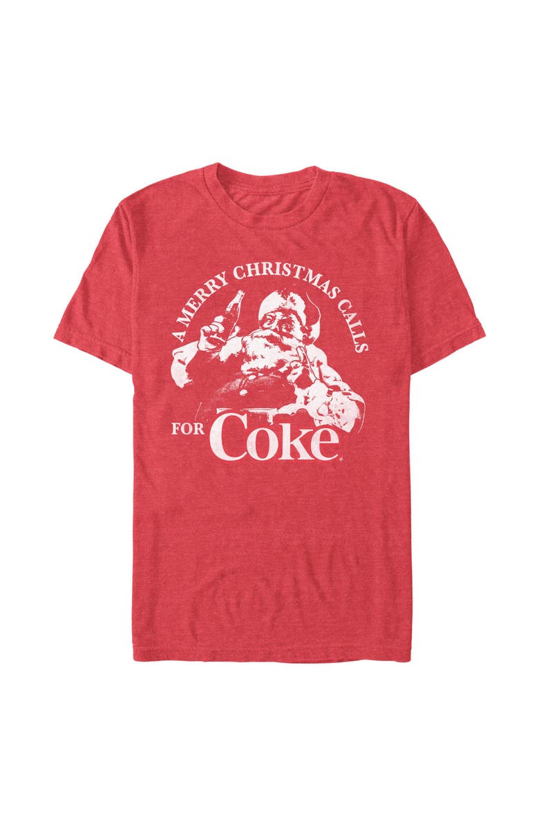 Coca Cola Men's Coca Cola Merry Christmas  Graphic T-Shirt, Main, color, Red Heather